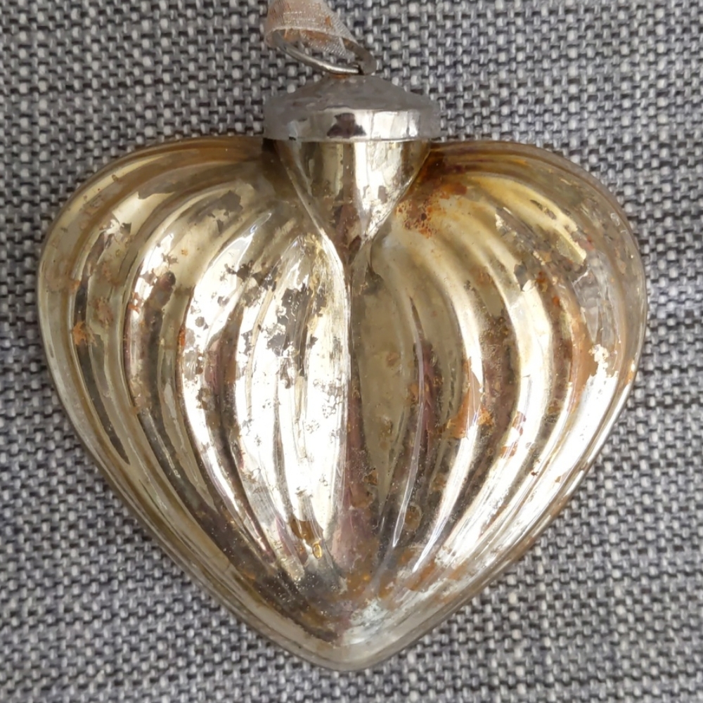 Distressed gold heart ornament